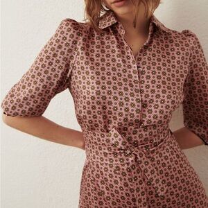 MARELLA Pink Medallion Pattern Belted Dress US 10